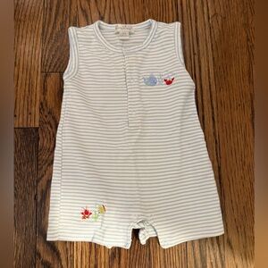 Kissy Kissy Striped Baby Romper with Embroidered Animals